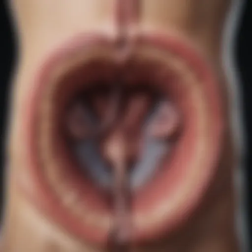 Diagram illustrating the anatomy of the rectum