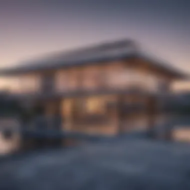 An architectural rendering displaying innovative roof designs in modern buildings