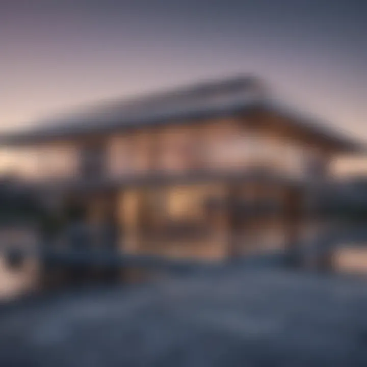 An architectural rendering displaying innovative roof designs in modern buildings