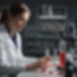 Laboratory technician analyzing blood samples related to cardiovascular health