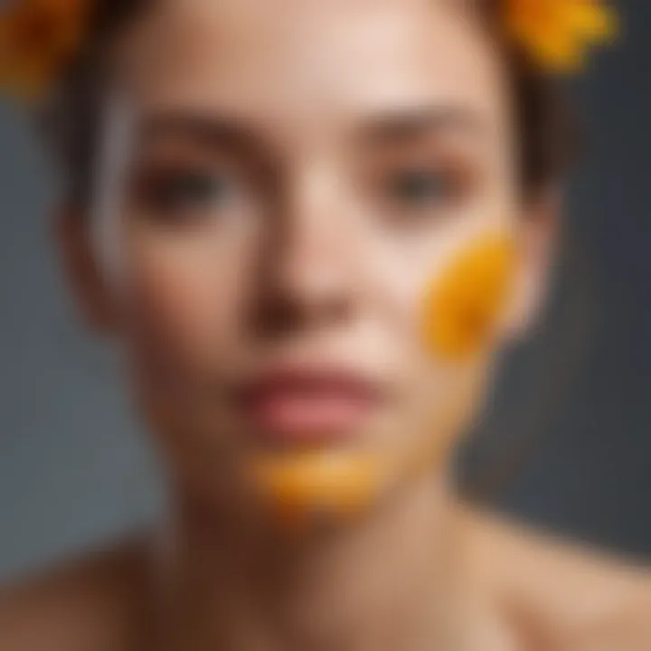 A calming skincare product featuring calendula extract as a key ingredient.