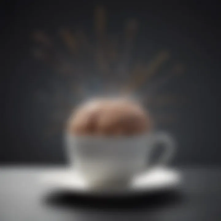 Illustration depicting the relationship between caffeine and headache pathways in the brain