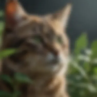 Close-up of catnip plant with vivid green leaves