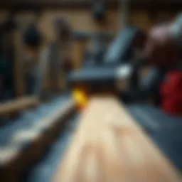 Close-up view of a lumber planer cutting wood smoothly