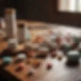 An array of traditional pain relief medications on a wooden table