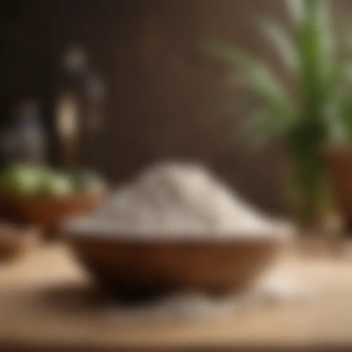 Tapioca starch flour displayed in a bowl with natural background