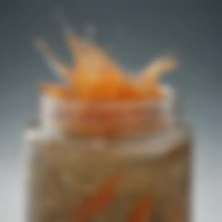 Close-up of organic liquid fish emulsion in a glass container showcasing its rich texture.