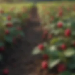 Lush raspberry field showcasing healthy plants