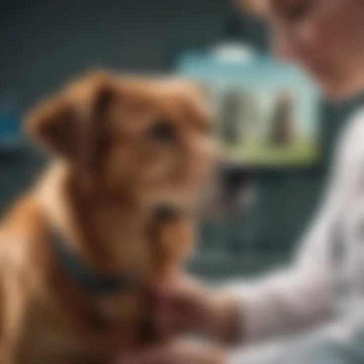 Veterinarian examining a dog for cousins disease.