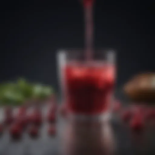 Cranberry juice showcasing its vibrant color and texture