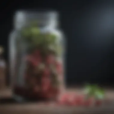 Dried peppermint leaves in a glass jar showcasing their vibrant color