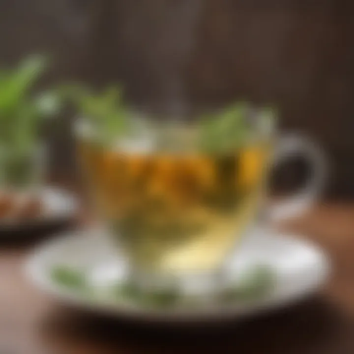 Calming herbal infusion in a teacup