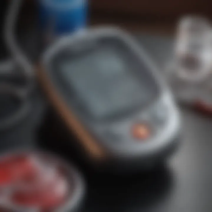 Depiction of blood glucose monitoring equipment