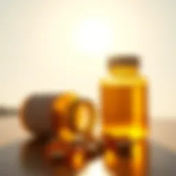 Vitamin D tablets against a backdrop of sunlight
