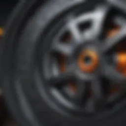 Close-up of a bonded wheel showcasing its intricate design and construction.