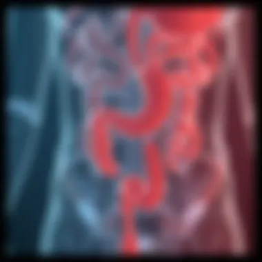 Diagram illustrating colorectal cancer and its symptoms