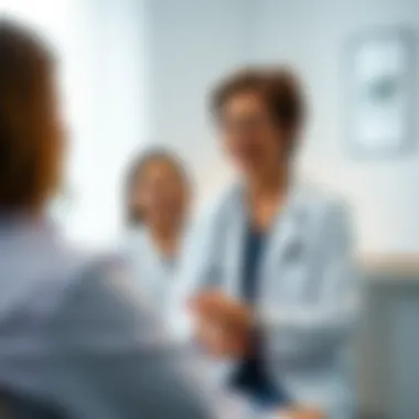 Patient Care in Dermatology A consultation between a dermatologist and a patient discussing skin health.