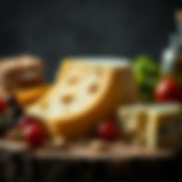An artistic representation of cheese paired with healthy foods