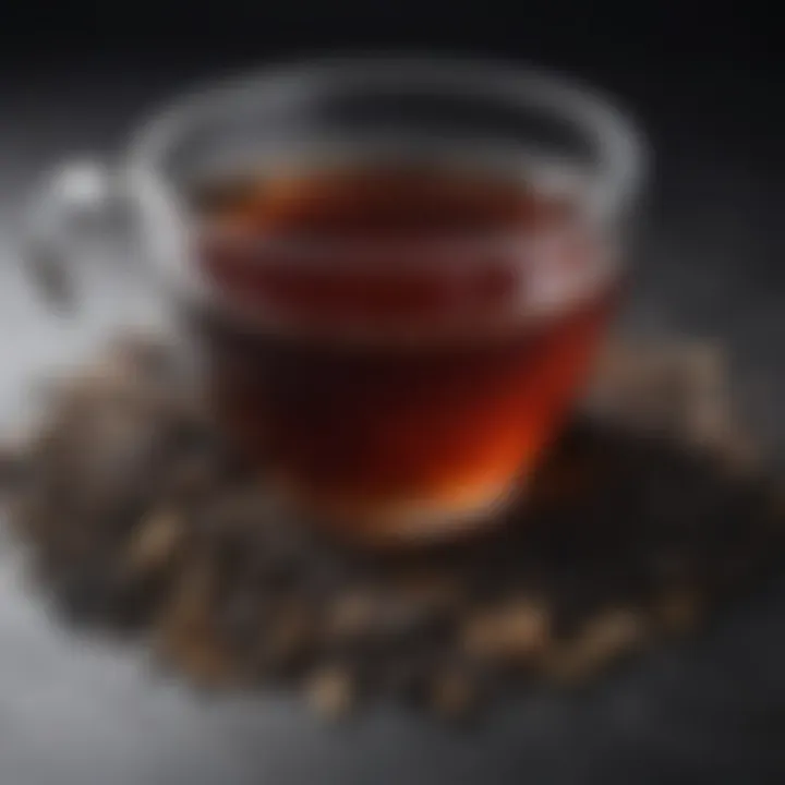 Close-up of loose leaf black tea with health benefits