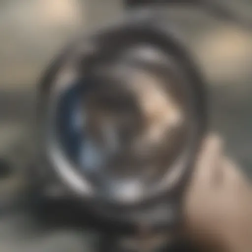 A close-up of a dog breed detector device analyzing a dog's DNA sample.