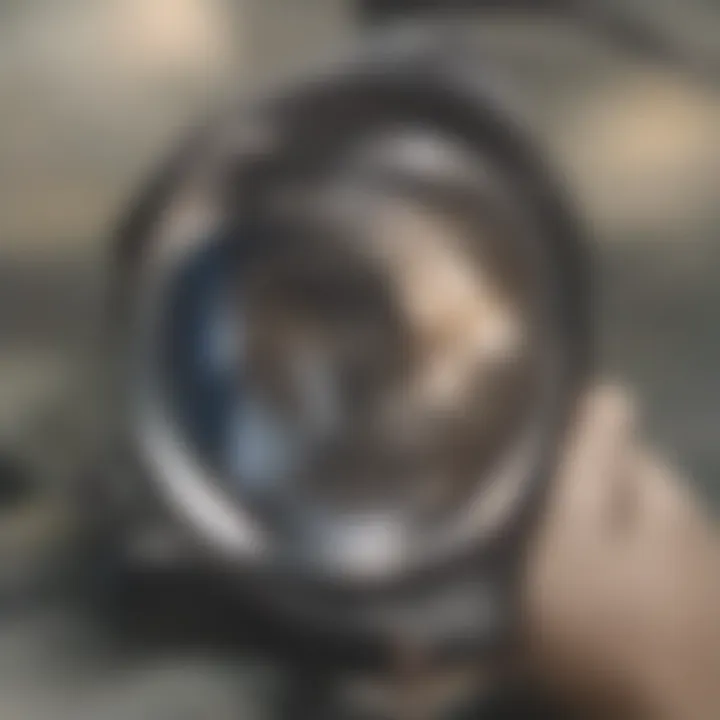 A close-up of a dog breed detector device analyzing a dog's DNA sample.