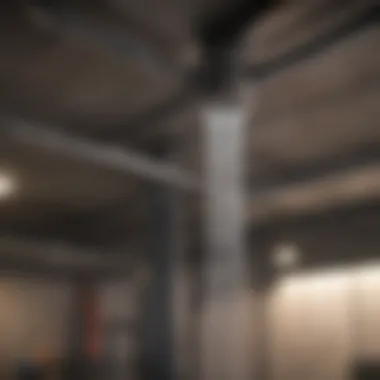 Detailed view of a wet pipe sprinkler system installed in a ceiling.