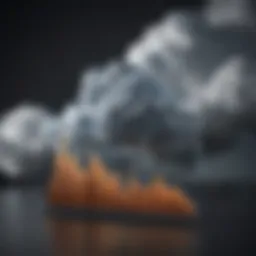 A digital cloud overlaid with a financial graph representing growth