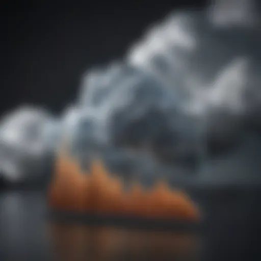 A digital cloud overlaid with a financial graph representing growth