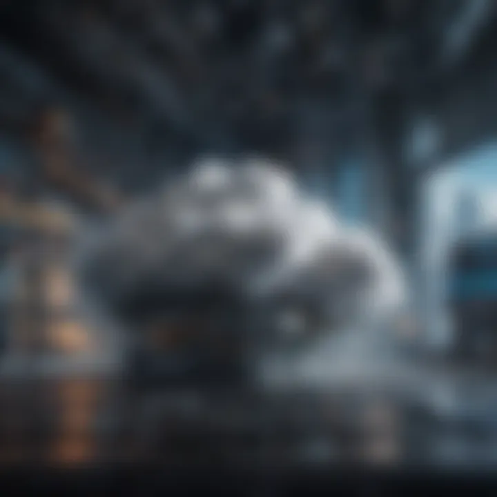 A futuristic depiction of cloud infrastructure supporting financial technologies
