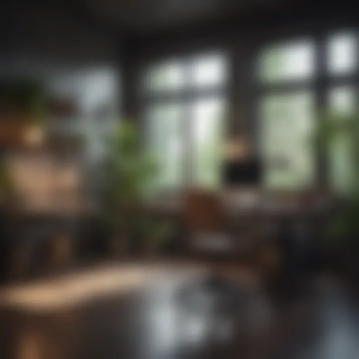 A serene workspace blending nature and technology