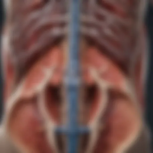 Anatomical diagram showcasing the relationship between the lower back and kidneys