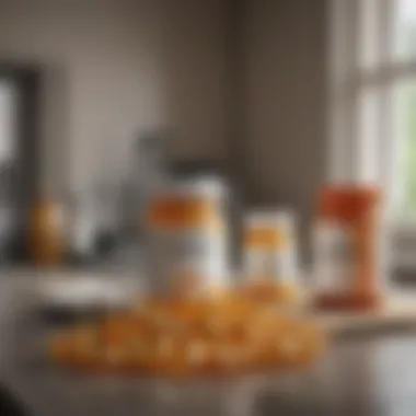 Assorted vitamin D supplements on a modern kitchen table