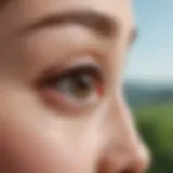 Close-up of eyelid relief ointment tube against a serene background