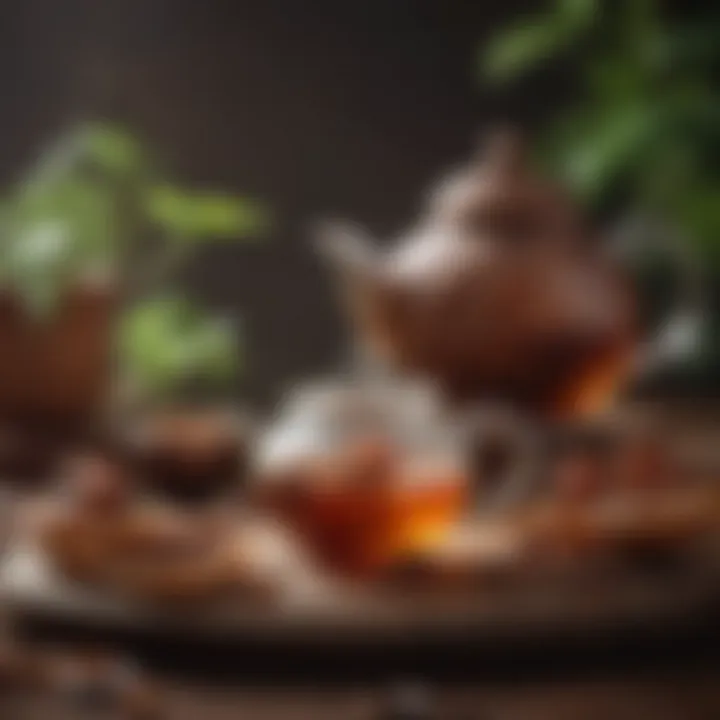 Artistic representation of Ganoderma tea brewing