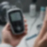 Advanced glucose meter displaying readings in a clinical setting