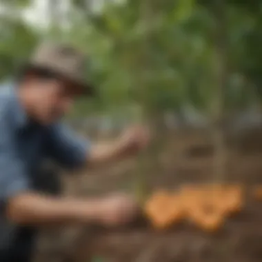 Selecting the ideal rootstock for papaya grafting.