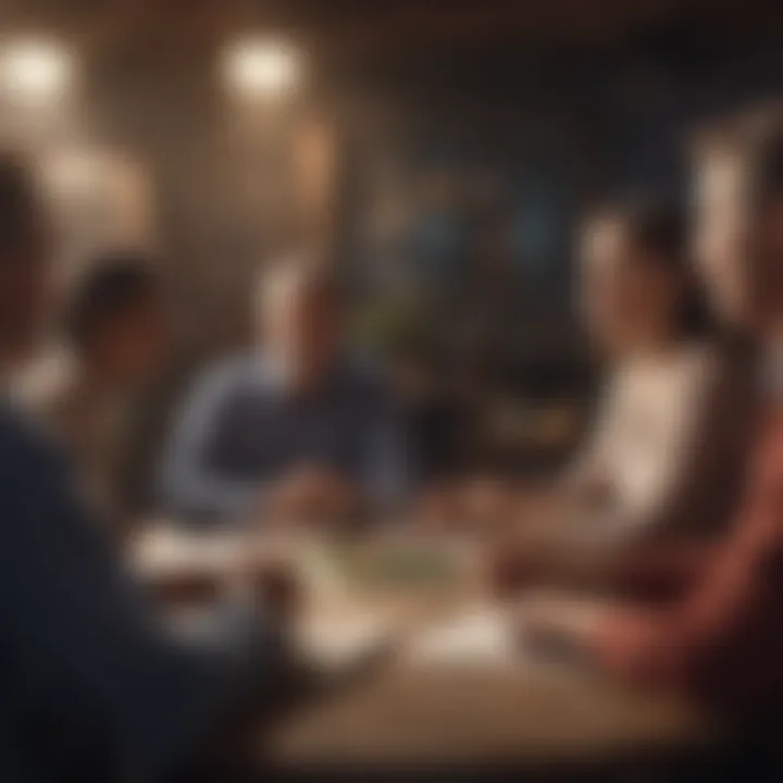 A group of diverse individuals discussing sustainable energy policies