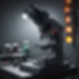 Illustration of a fluorescence microscope setup highlighting light source components