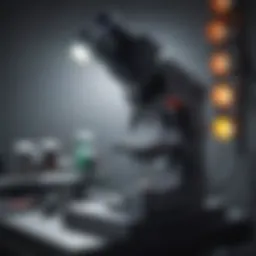 Illustration of a fluorescence microscope setup highlighting light source components