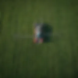 Aerial view of a precision agriculture setup with advanced machinery in a lush green field