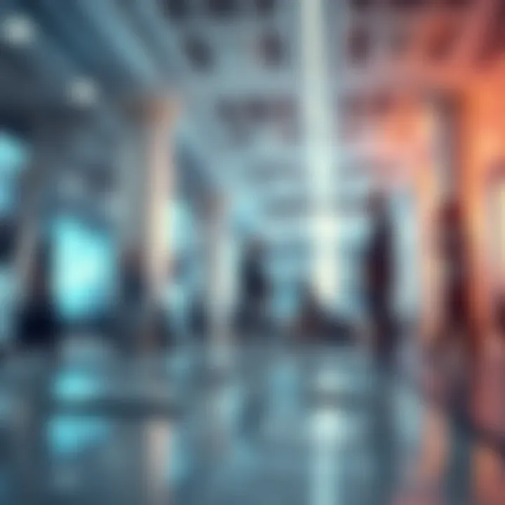 Embracing Technological Change An abstract representation of technological advancements in a corporate setting