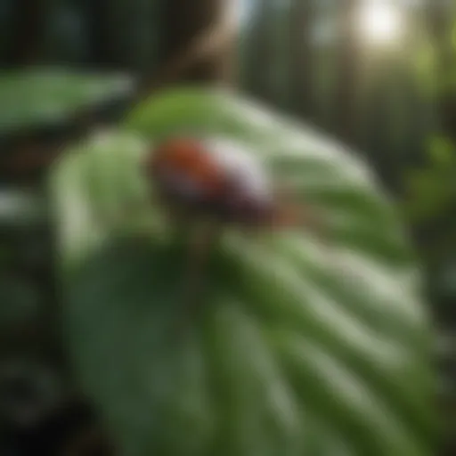 Detailed view of a tick on a leaf