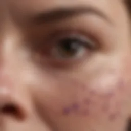 Close-up view of purpura lesions on skin