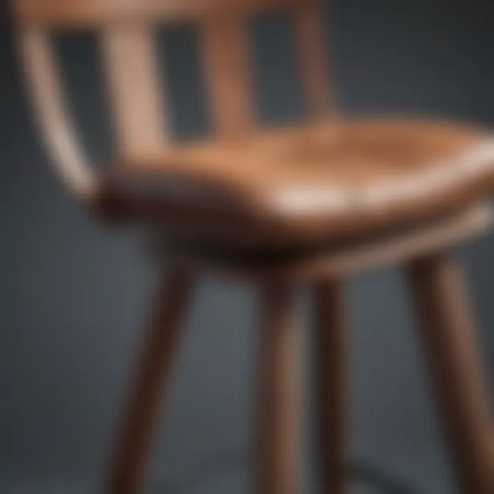 Close-up of stool material and texture