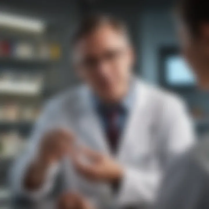 A pharmacist discussing medication options with a patient