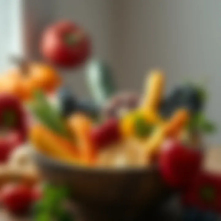 Gut-Friendly Nutrients A bowl of vibrant fruits and vegetables highlighting gut-friendly nutrients.