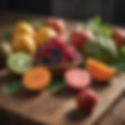Fresh fruits low in potassium on a wooden table