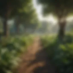 A lush green landscape showcasing biodiversity and sustainable agriculture practices.