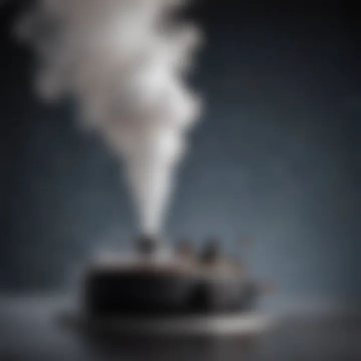 Close-up of a hot humidifier demonstrating its steam output