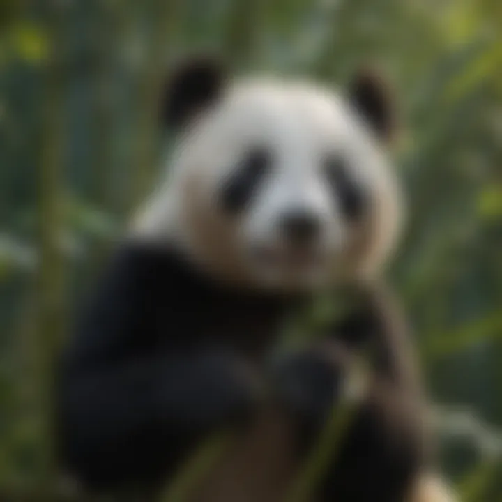 Giant panda munching on bamboo